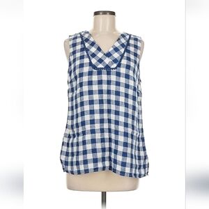 Talbots Navy and White Plaid Blouse